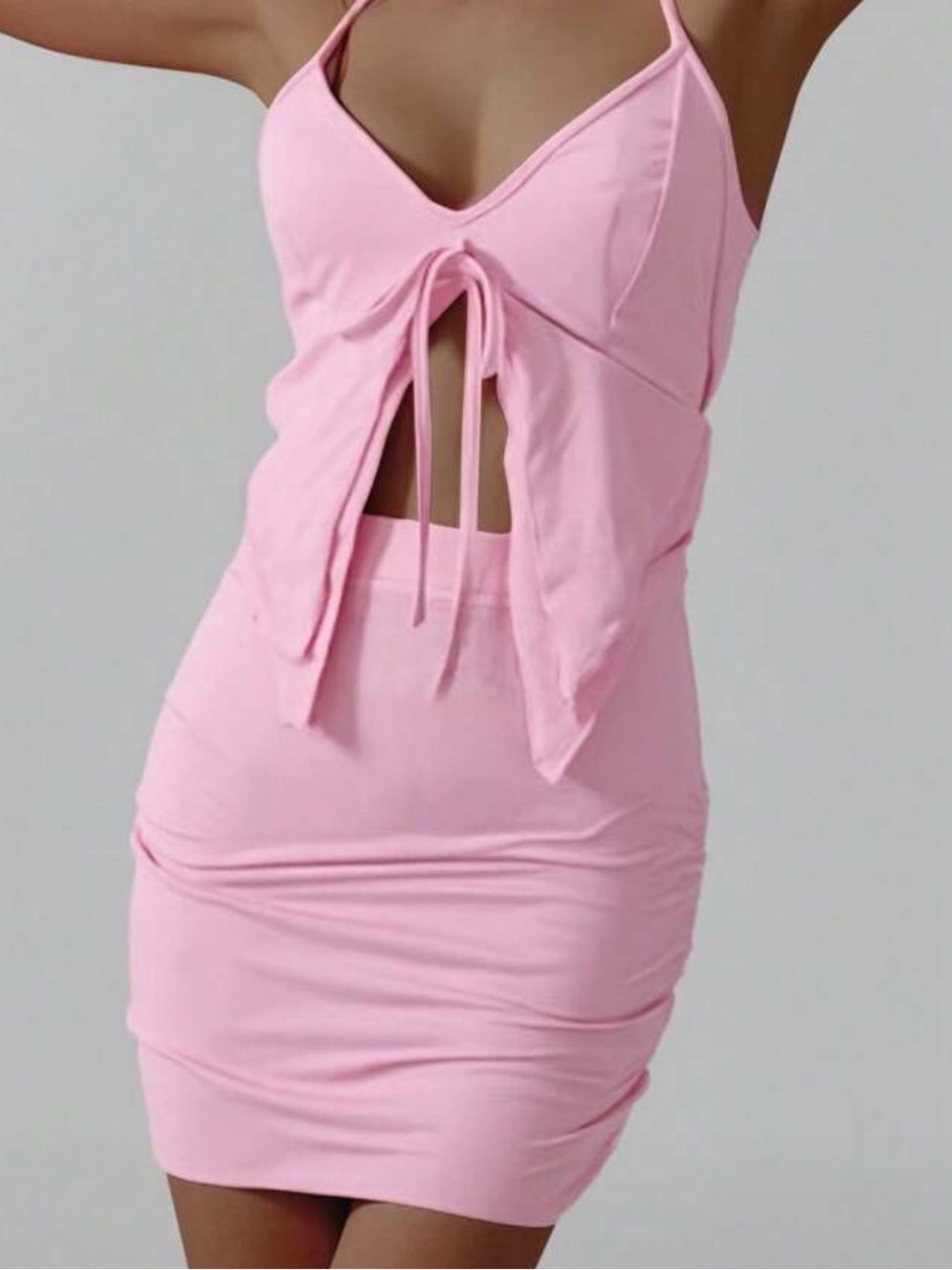 Pink two- piece skirt set